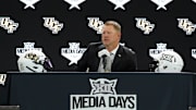 Jul 8, 2025; Frisco, TX, USA; UCF head coach Scott Frost addresses the media during 2025 Big 12 Football Media Days at The Star. Mandatory Credit: Raymond Carlin III-Imagn Images