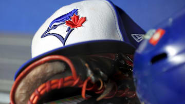 A view of a Toronto Blue Jays hat before game four of the ALDS round for the 2025 MLB playoffs between the New York Yankees and the Toronto Blue Jays at Yankee Stadium. 