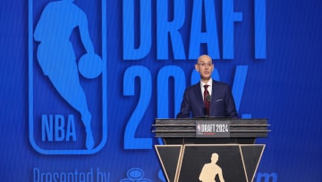 NBA commissioner, Adam Silver addresses the fans present for the 2024 NBA Draft