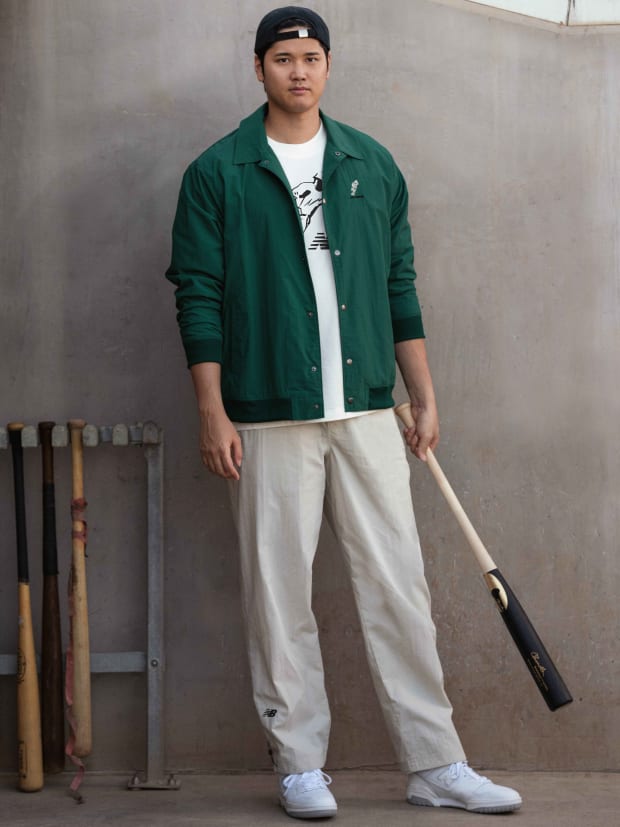 Shohei Ohtani models New Balance apparel.
