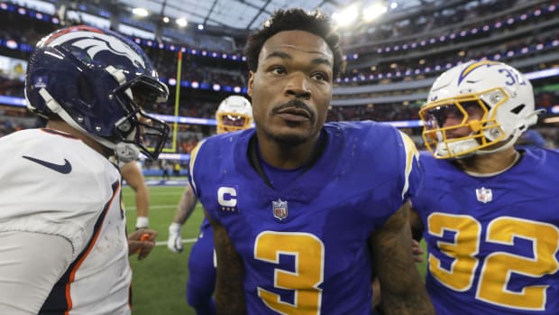 Los Angeles Chargers safety Derwin James Jr. (3) after a game against the Denver Broncos at SoFi Stadium. 