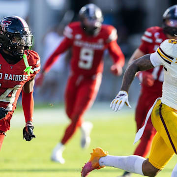 Oct 18, 2025; Tempe, Arizona, USA; Arizona State Sun Devils wide receiver Jordyn Tyson (0) against the Texas Tech Red Raiders in the second half at Mountain America Stadium. Mandatory Credit: Mark J. Rebilas-Imagn Images