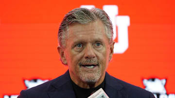 Utah head coach Kyle Whittingham speaks with the media during 2025 Big 12 Football Media Days at The Star.