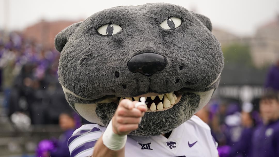 Kansas State Wildcats mascot Willie poses for a photo.