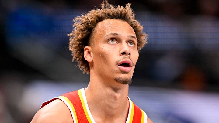 Atlanta Hawks guard Dyson Daniels (5) against the Dallas Mavericks at American Airlines Center on Oct. 16, 2026.