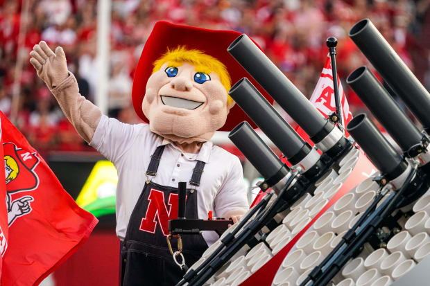 Nebraska Cornhuskers mascot Herbie Husker during the game against the Oklahoma Sooners at Memorial Stadium.