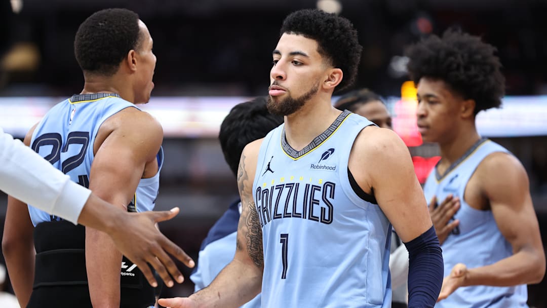 Memphis Grizzlies' Desmond Bane (left), Scotty Pippen Jr. (middle), and Jaylen Wells (right) vs Chicago Bulls