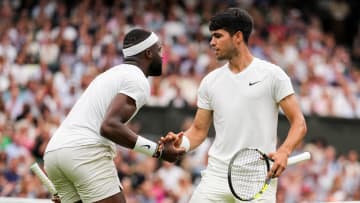 Frances Tiafoe and Carlos Alcaraz at Wimbledon 2024