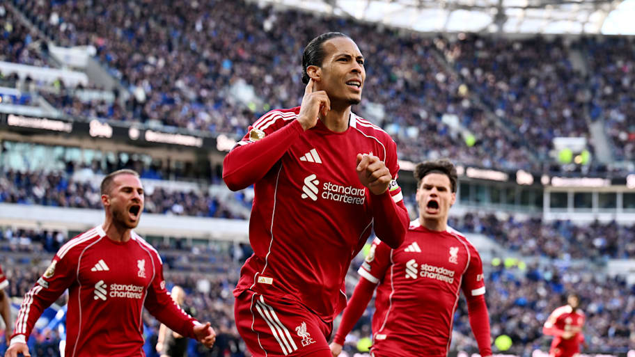 Virgil van Dijk celebrating.