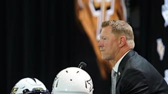 Jul 8, 2025; Frisco, TX, USA; UCF head coach Scott Frost addresses the media during 2025 Big 12 Football Media Days at The Star. Mandatory Credit: Raymond Carlin III-Imagn Images