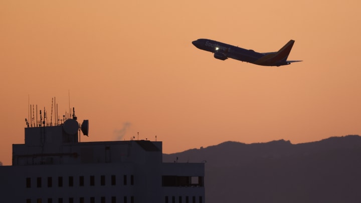 Southwest Airlines Departs From Los Angeles International Airport At Sunset