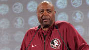 Oct 25, 2023; Charlotte, NC, USA;  Florida State Seminoles head coach Leonard Hamilton speaks to the media during the ACC Tipoff at Hilton Charlotte Uptown. Mandatory Credit: Jim Dedmon-USA TODAY Sports