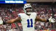 Dallas Cowboys linebacker Micah Parsons (11) celebrates his sack against the Arizona Cardinals at State Farm Stadium in Glendale on Set. 24, 2023.