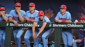 Feb 15, 2025; Arlington, TX, USA; Clemson vs Arizona baseball during the Shriner's Children's College Showdown at Globe Life Field. Mandatory Credit: Jim Cowsert-Imagn Images