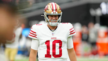 San Francisco 49ers quarterback Mac Jones (10)