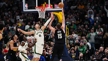 Mar 7, 2024; Denver, Colorado, USA; Denver Nuggets center Nikola Jokic (15) shoots the ball