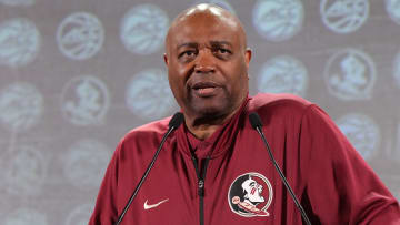 Oct 25, 2023; Charlotte, NC, USA;  Florida State Seminoles head coach Leonard Hamilton speaks to the media during the ACC Tipoff at Hilton Charlotte Uptown. Mandatory Credit: Jim Dedmon-USA TODAY Sports