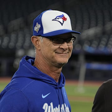 Oct 23, 2025; Toronto, ON, Canada; Toronto Blue Jays bench coach Don Mattingly during batting practice on during media day before game one of the World Series at Rogers Centre. Mandatory Credit: John E. Sokolowski-Imagn Images