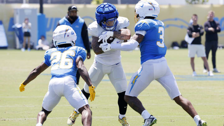 Los Angeles Rams & Los Angeles Chargers Joint Practice, Blake Corum, Derwin James Jr., Asante Samuel Jr.