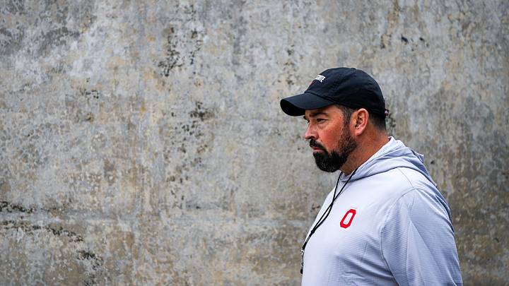 Ohio State Buckeyes head coach Ryan Day walks to the field during the Ohio State football spring game at Ohio Stadium on Saturday, April 18, 2026 in Columbus, Ohio.