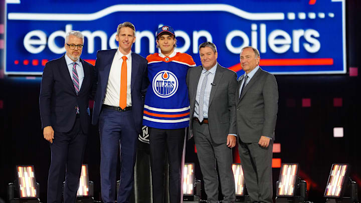 Sam O'Reilly is selected by the Edmonton Oilers with the 32nd overall pick in the first round of the 2024 NHL Draft