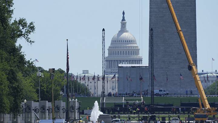 Scenes from the National Mall in Washington, D.C., show the area as the U.S. Capital prepares for America's 250th anniversary.