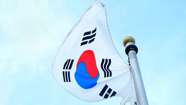 The South Korean flag is shown atop a flag pole at One Bergen County Plaza, in Hackensack, on Tuesday, August 15, 2023. August 15 is known as Independence Day in Korea.