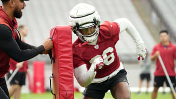 Arizona Cardinals receiver Jeff Smith (86) practices during the team's training camp session at State Farm Stadium in Glendale on July 24, 2024.