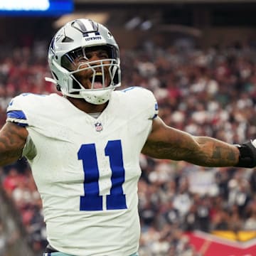 Dallas Cowboys linebacker Micah Parsons (11) celebrates his sack against the Arizona Cardinals at State Farm Stadium in Glendale on Set. 24, 2023.