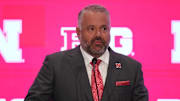 Nebraska head coach Matt Rhule speaks to the media during the Big Ten Football Media Days at Mandalay Bay Resort.