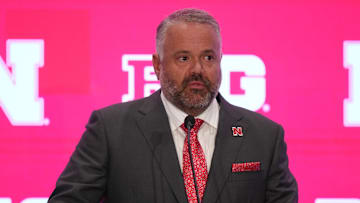 Nebraska head coach Matt Rhule speaks to the media during the Big Ten Football Media Days at Mandalay Bay Resort.