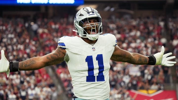 Dallas Cowboys linebacker Micah Parsons celebrates his sack against the Arizona Cardinals. Dallas Cowboys linebacker Micah Parsons celebrates his sack against the Arizona Cardinals.