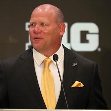 Purdue head coach Barry Odom speaks to the media