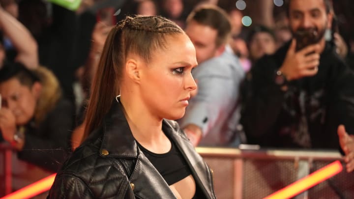 Jan 29, 2022; St. Louis, MO, USA; Ronda Rousey during the Royal Rumble The Dome at America's Center.