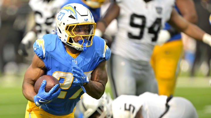 Los Angeles Chargers running back J.K. Dobbins.