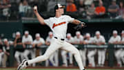 Mar 2, 2025; Arlington, TX, USA; Ohio State plays Oregon State during the Amegy Bank College Baseball Series presented by Kubota Weekend 3 at Globe Life Field. Mandatory Credit: Jim Cowsert-Imagn Images