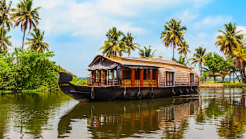 Houseboat in Alappuzha backwaters, Kerala. 