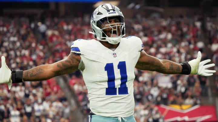 Dallas Cowboys linebacker Micah Parsons (11) celebrates his sack against the Arizona Cardinals at State Farm Stadium in Glendale on Set. 24, 2023.