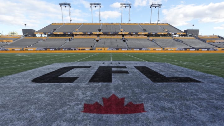 Nov 19, 2023; Hamilton, Ontario, CAN;  A view of Tim Hortons field before the 110th Grey Cup game between the Montreal Alouettes and Winnipeg Blue Bombers. Mandatory Credit: John E. Sokolowski-USA TODAY Sports