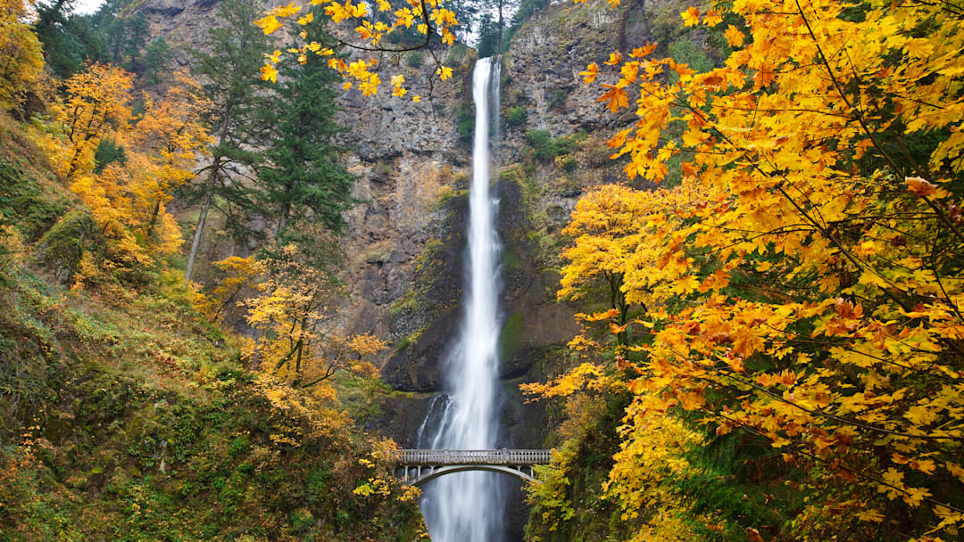 Multnomah Falls in autumn.