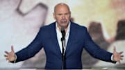 Dana White, CEO of Ultimate Fighting Championship introduces Republican presidential nominee Donald J. Trump during the final day of the Republican National Convention.
