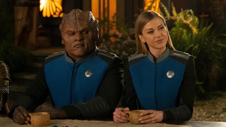 Lt. Cmdr. Bortus (Peter Macon) and Cmdr. Kelly Grayson (Adrianne Palicki) in The Orville: New Horizons