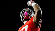 Ohio State Buckeyes wide receiver Carnell Tate celebrates after scoring a touchdown.