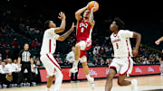 Nov 25, 2025; Las Vegas, Nevada, USA; UNLV Rebels guard Dra Gibbs-Lawhorn (0) shoots the ball in the second half against Alabama Crimson Tide in a 2025 Players Era Festival group play game at MGM Grand Garden Arena. Mandatory Credit: Stephen R. Sylvanie-Imagn Images