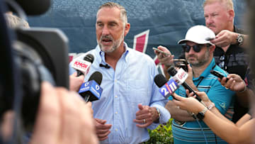 Feb 12, 2025; Jupiter, FL, USA;  St. Louis Cardinals president of baseball operations John Mozeliak takes questions from the media on the day pitchers and catchers report to Spring Training. Mandatory Credit: Jim Rassol-Imagn Images