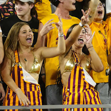 Arizona State fans cheer on their team against Wyoming during a game at Mountain America Stadium on Aug. 31, 2024, in Tempe. Sun Devils' coach Kenny Dillingham is hoping to have even more ASU students against Mississippi State on Saturday night.