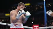 Canelo Alvarez during a super middleweight championship bout at T-Mobile Arena. 