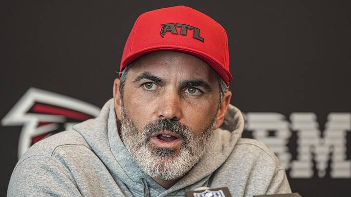 Jun 16, 2026; Atlanta, GA, USA; Atlanta Falcons head coach Kevin Stefanski talks to the media before practice at Minicamp. Mandatory Credit: Dale Zanine-Imagn Images