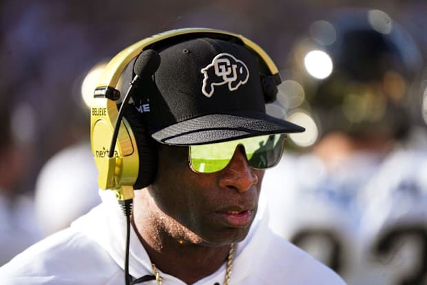Colorado Buffaloes head coach Deion Sanders walks the sidelines as his team takes on the ASU Sun Devils. 
