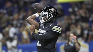 Colorado Buffaloes quarterback Shedeur Sanders. Mandatory Credit: Troy Taormina-Imagn Images
